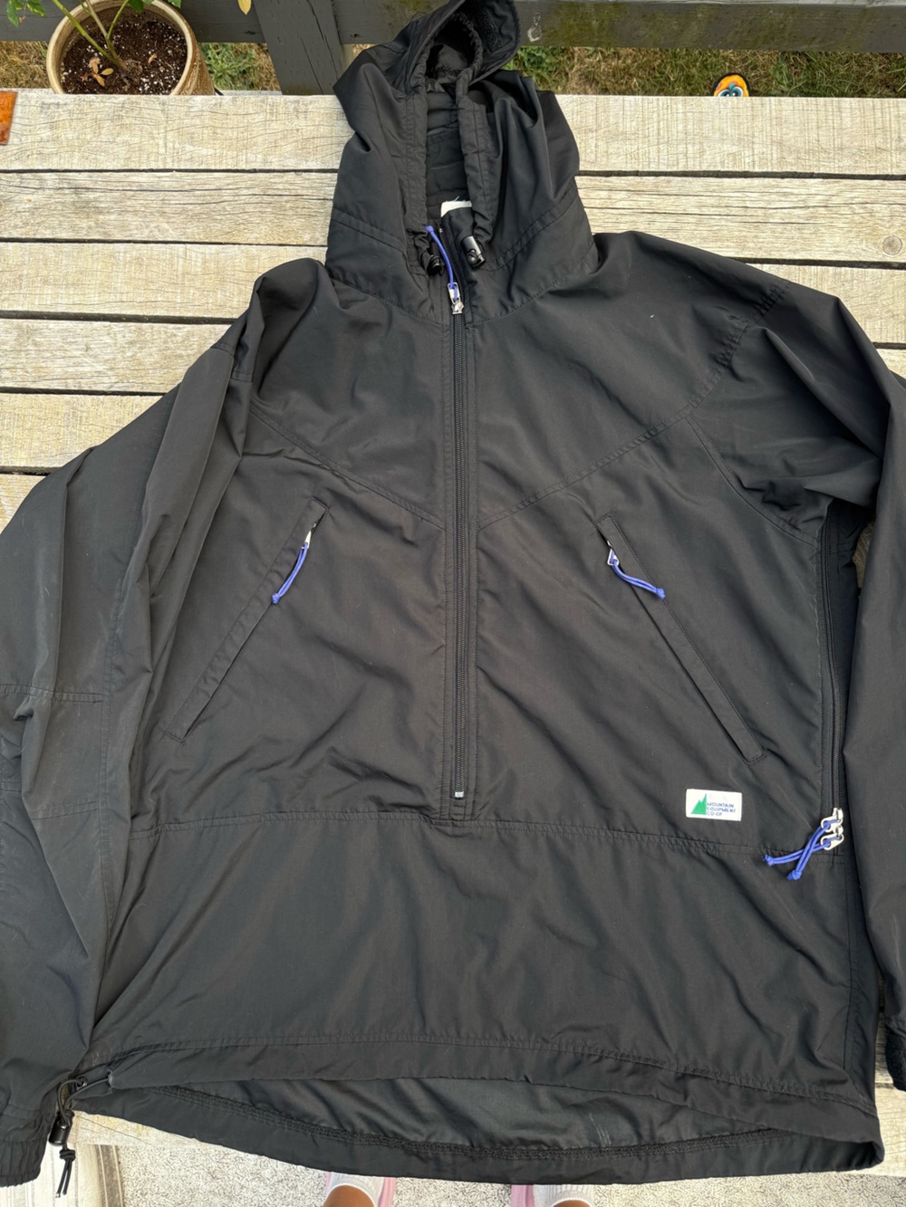 Vintage MEC Black Hooded Anorak Pullover Jacket